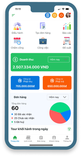 Giao diện App Admin Nhanh Travel