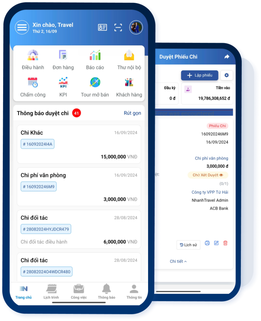 Duyệt Phiếu chi trên App