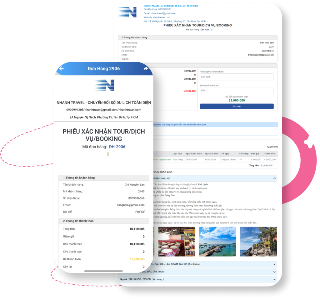 Phiếu xác nhận và lịch trình - Nhanh Travel
