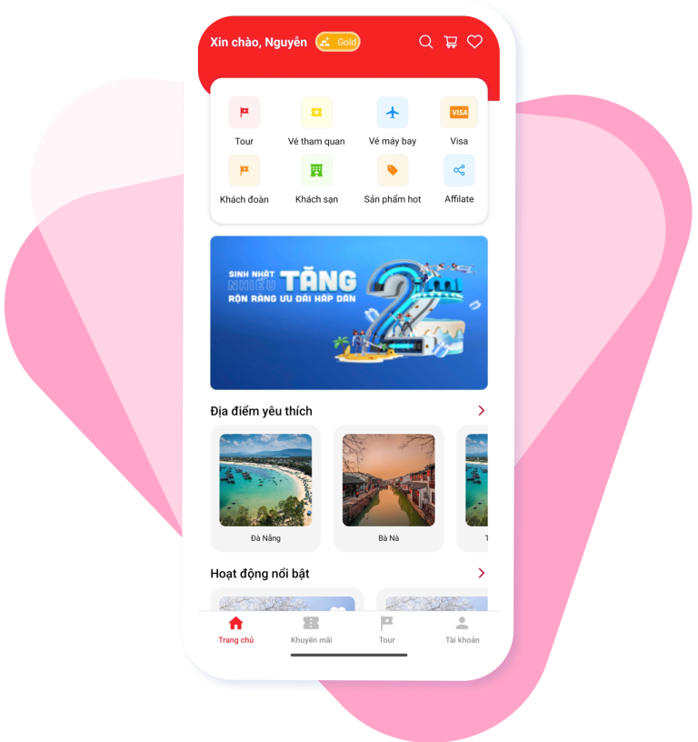 Nền tảng thiết kế App Nhanh Travel