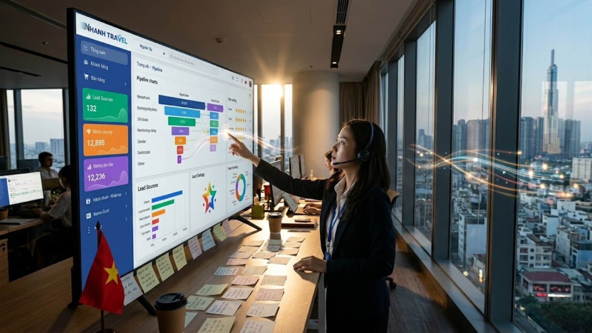 Đo lường tỷ lệ chuyển đổi nguồn Lead trên báo cáo CRM du lịch.