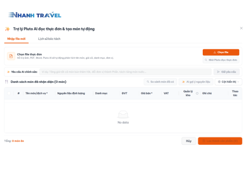 AI hỗ trợ nhập menu tự động trên NQ Platform hoạt động như thế nào?